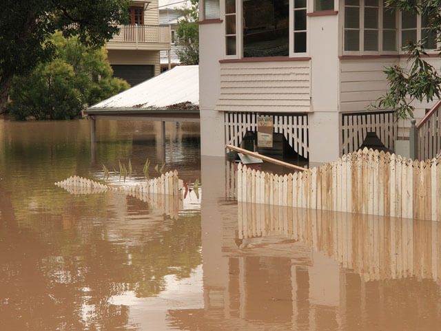 A house that is flooded with water.