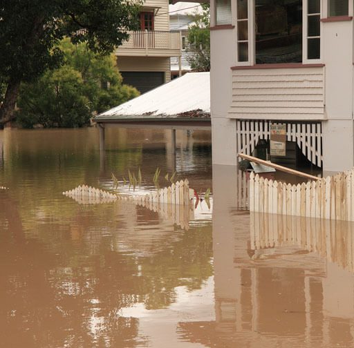 A house that is flooded with water.