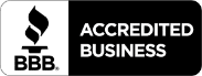 A black background with white text that says accredited business.