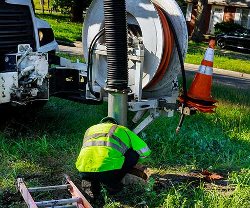 A man working on the side of a road.