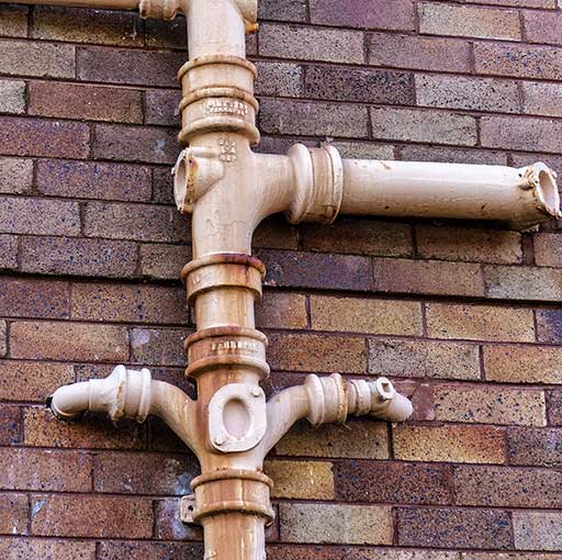 A pipe that is attached to the side of a building.